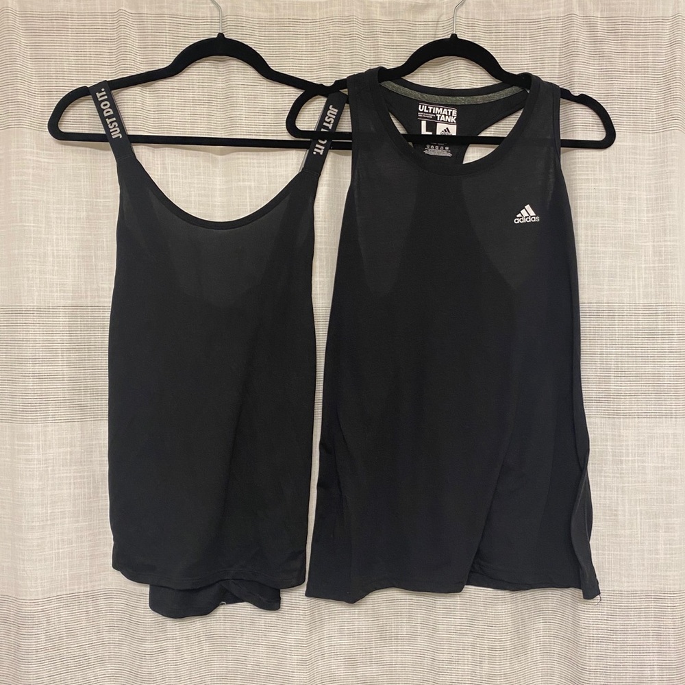 NIKE + ADIDAS WOMENS BLACK WORKOUT TANK BUNDLE